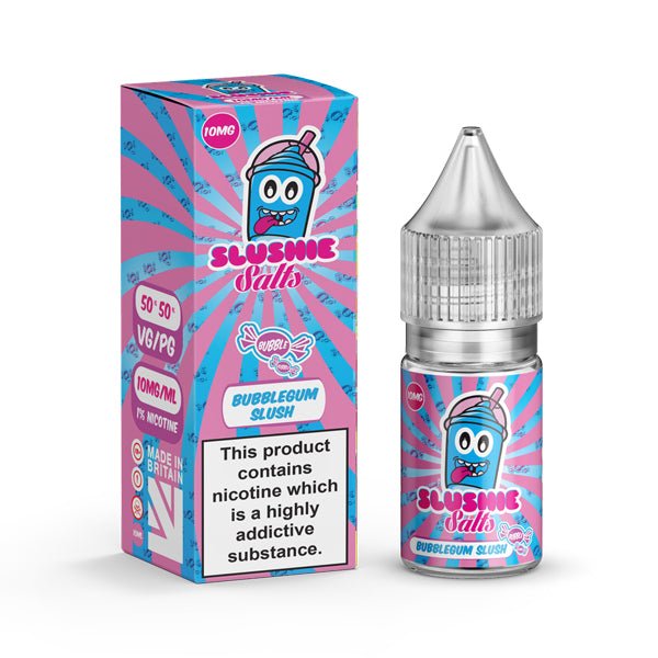 Liqua Vape 10mg Bubblegum Slush nicotine salt e-liquid 10ml bottle with colorful pink and blue packaging