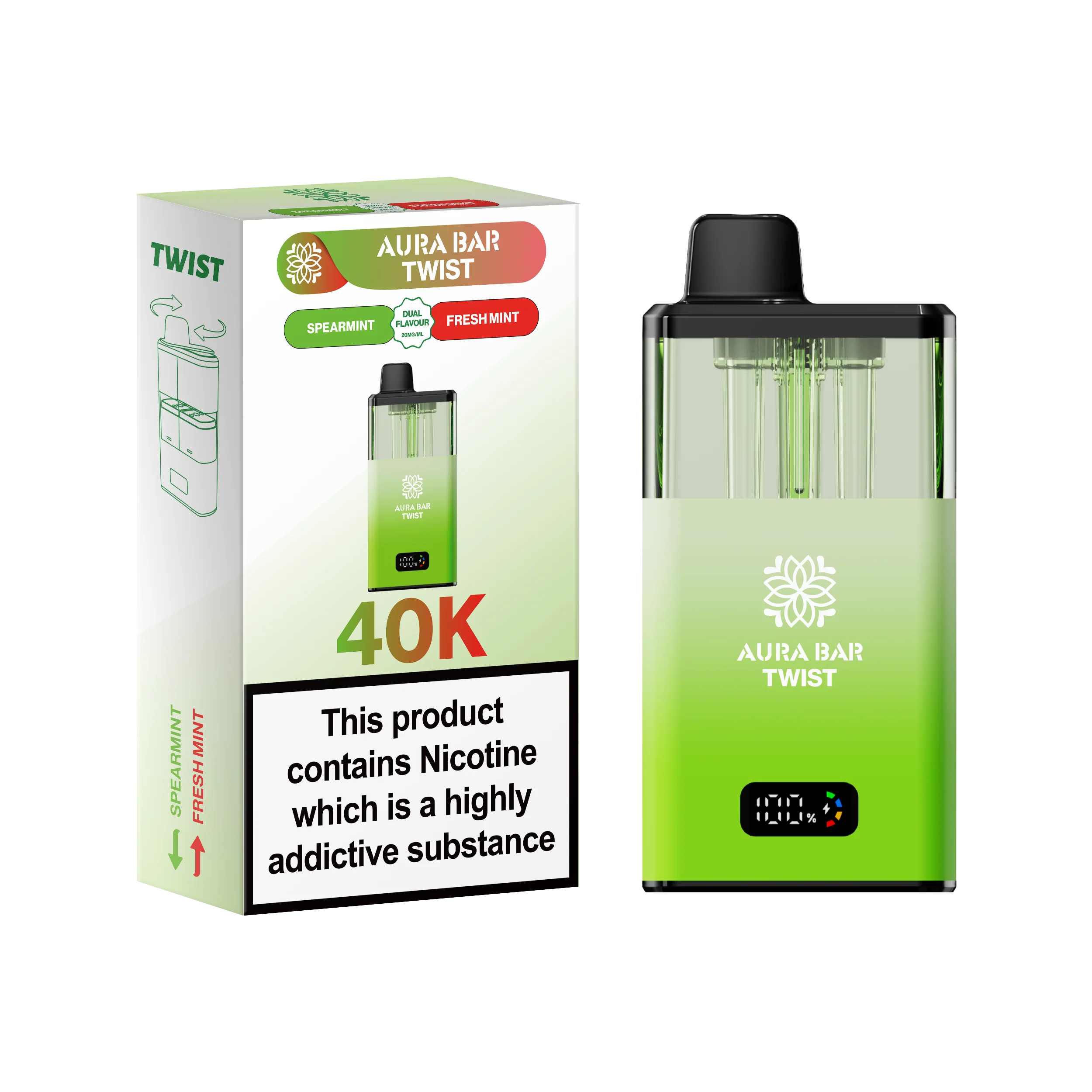 Crystal Prime Aura Bar Series 40k Puffs Prefilled Pod Kit