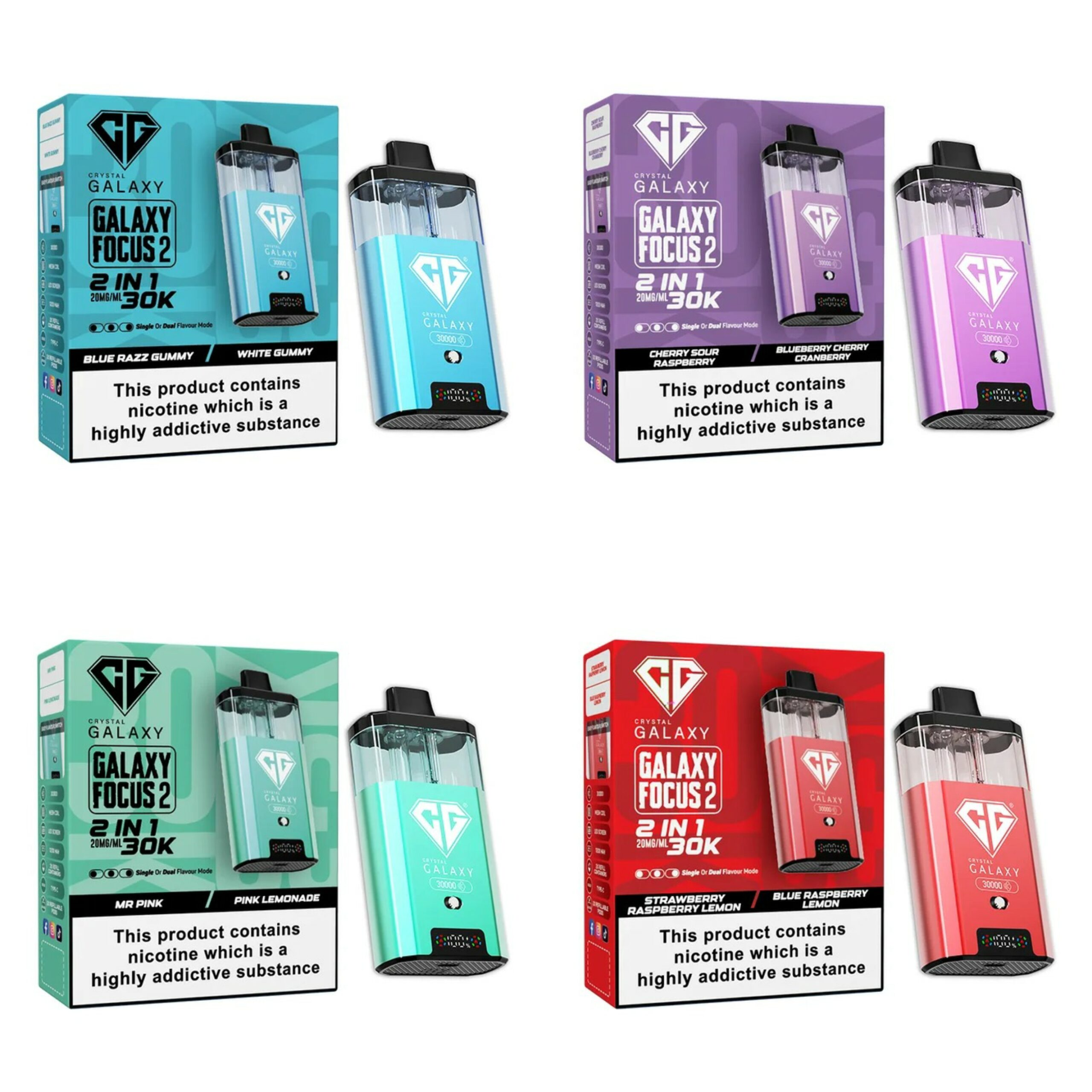 CRYSTAL GALAXY 30K FOCUS 2 PREFILLED POD VAPE KIT 20MG
