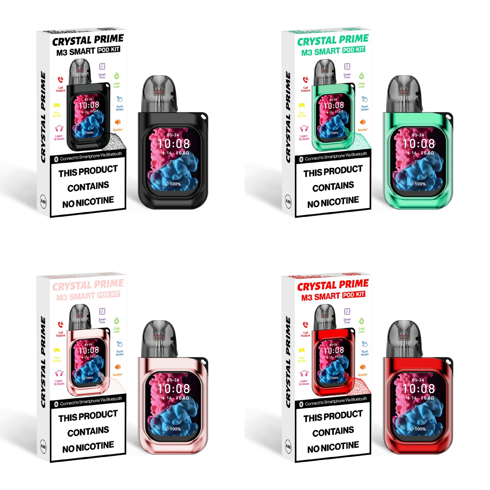 CRYSTAL PRIME M3 SMART REFILLABLE POD VAPE KIT BOX OF 5