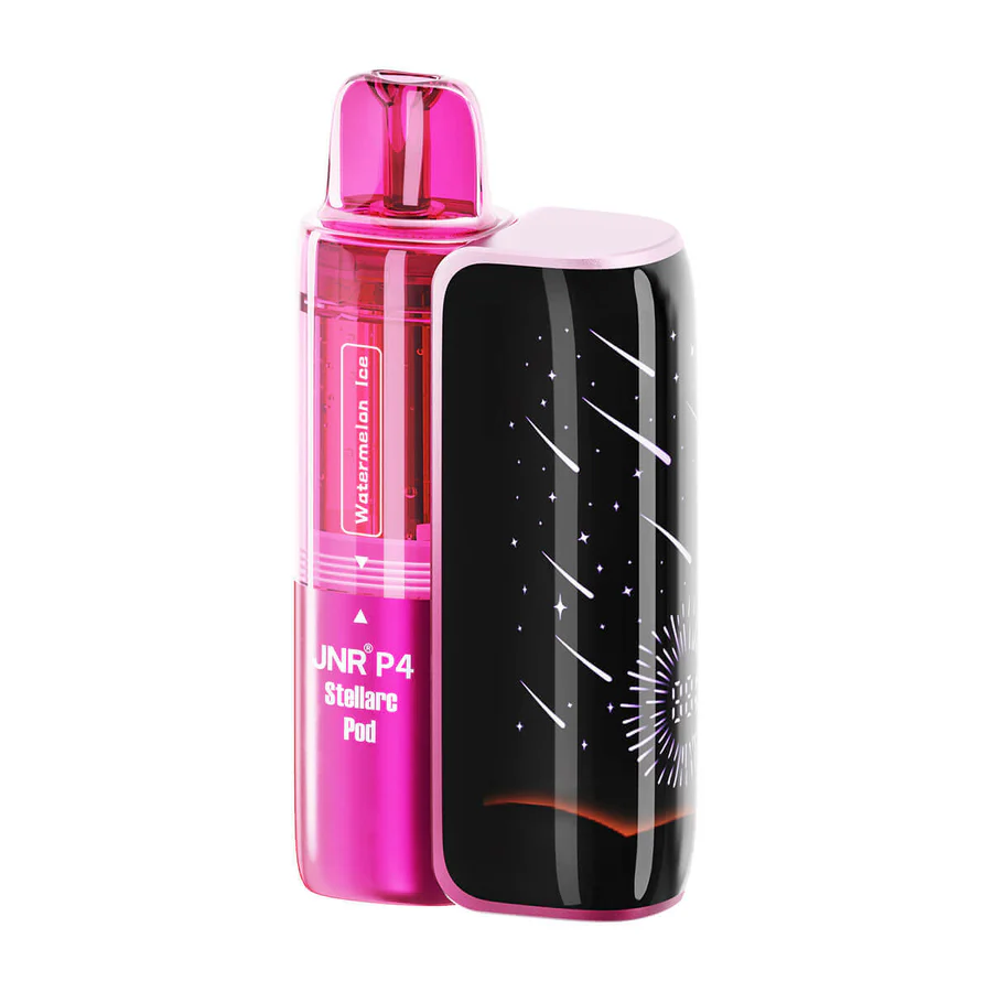 JNR P4 Stellarc 100K vape kit with refillable pod and curved display in pink and black design