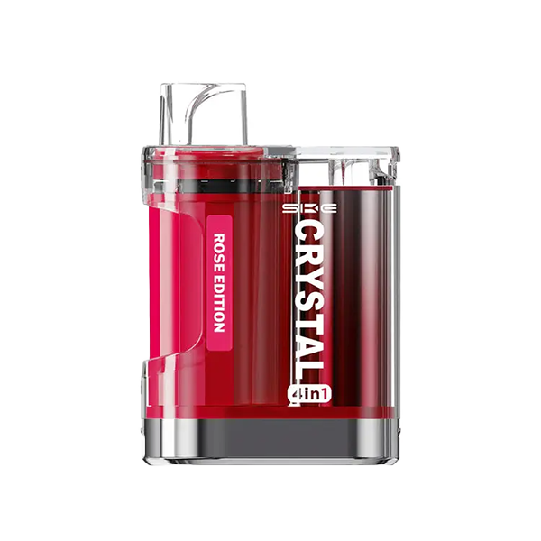SKE Crystal 4in1 Rose Edition pod vape with red transparent design and 4-in-1 flavour pods