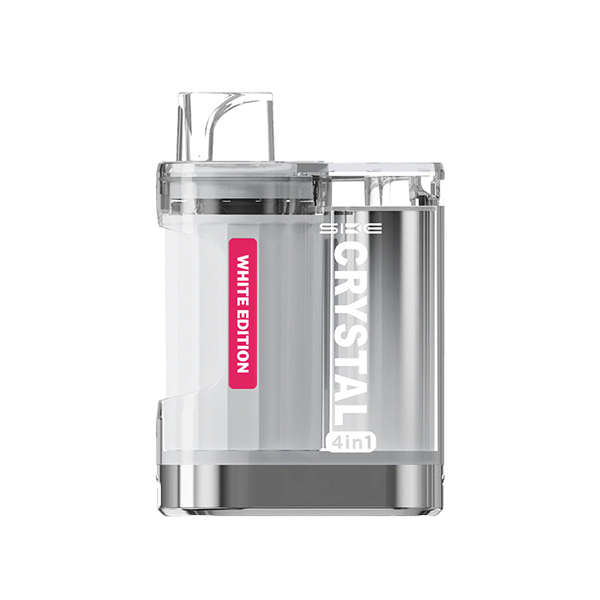 SKE Crystal 4in1 White Edition 2400 pod vape kit cartridge with clear casing and silver accents