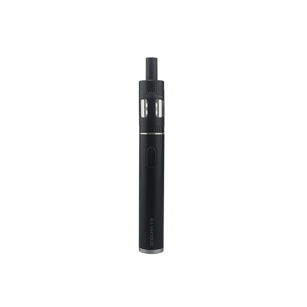 Innokin Endura T18E Kit compact 2ml vape pen with stainless steel and pyrex glass tank, 1000mAh battery, and 14W output.