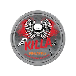 Killa Nicopods Pineapple flavour all-white tobacco-free nicotine pouches with 50mg nicotine, slim and discreet design, 20 pouches per can