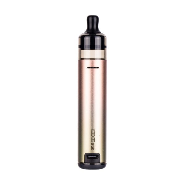 Aspire Flexus Stick Pod Kit with 2ml capacity, 700mAh battery, and adjustable 10-16W output in rose gold finish