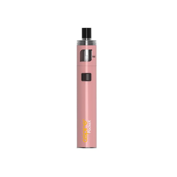 Pink Aspire PockeX Kit with 0.6Ω stainless steel coil and compact pen design vape device