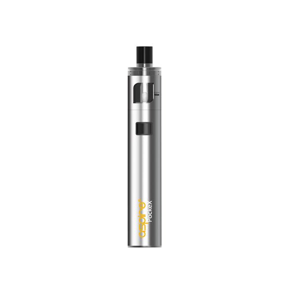 Aspire PockeX Kit compact stainless steel vape device with 0.6Ω coil and 1500mAh built-in battery