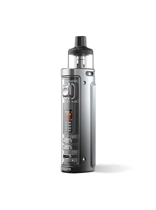 Aspire Veynom EX Pod Kit silver vaping device with digital display and adjustable settings