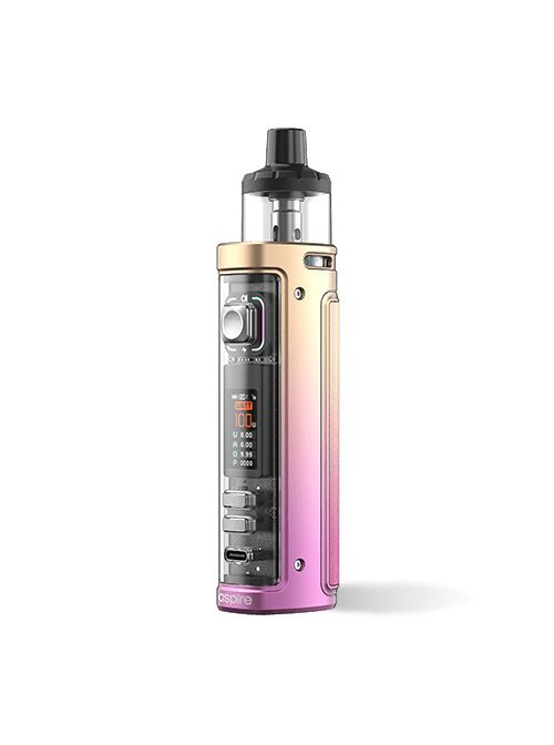 Aspire Veynom EX Pod Kit in gold pink fade with digital display and adjustable settings