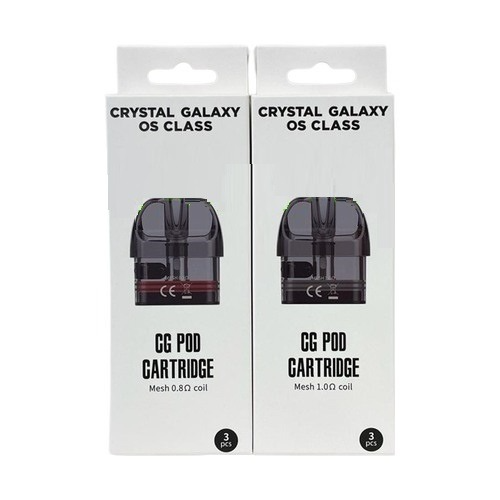 Crystal Galaxy OS Class refillable vape pod cartridges pack of 3 with mesh coils for smooth vaping.