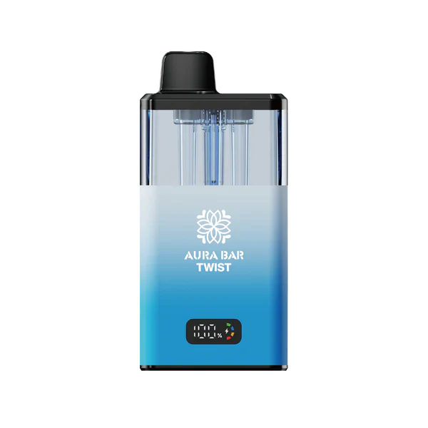 Aura Bar 40K Vape Kit by Crystal Prime with LED display, dual-flavour twist mechanism, 850mAh rechargeable battery, mesh coil technology, up to 40,000 puffs, 5 prefilled pods pack