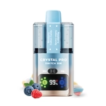 Crystal Pro Switch 30k vape kit with dual-flavour, 30000 puffs, 850mAh battery, HD display, and spill-resistant packaging, shown with berry flavors.