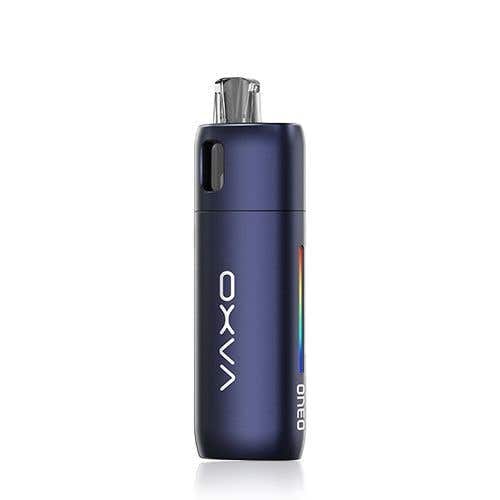 Oxva Oneo Pod Vape Kit device in midnight blue with RGB lighting and compact design
