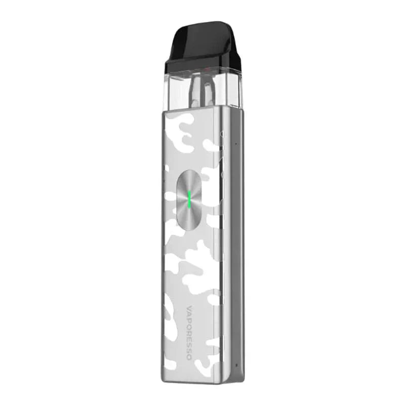 Vaporesso XROS 4 Mini Pod Vape Kit in camo silver with compact aluminium alloy design and USB Type-C charging