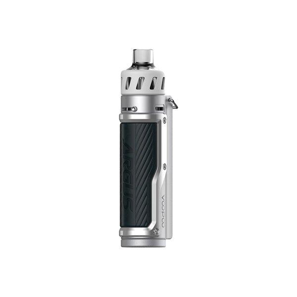 Voopoo Argus Pro pod kit with ergonomic metal and leather design, built-in 3000mAh battery, 80W output, and 0.96-inch color screen