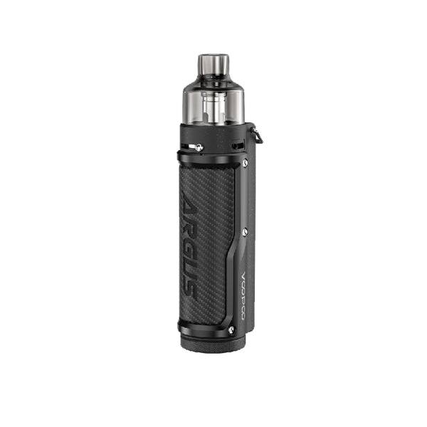 Voopoo Argus Pro Pod Kit with ergonomic design, 80W output, built-in 3000mAh battery, zinc alloy and leather body, 0.96-inch color screen, and 2ml pod capacity