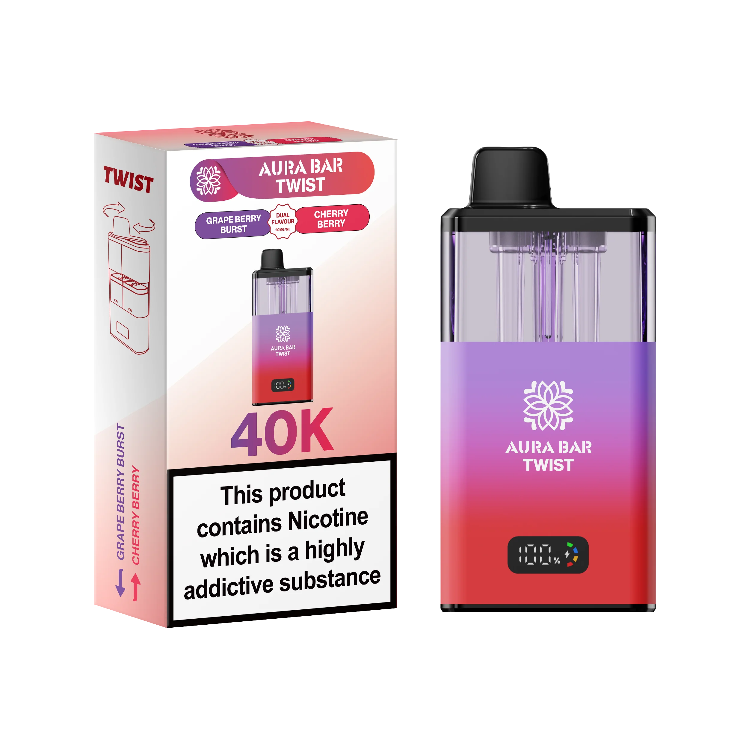 Crystal Prime Aura Bar Series 40k Puffs Prefilled Pod Kit