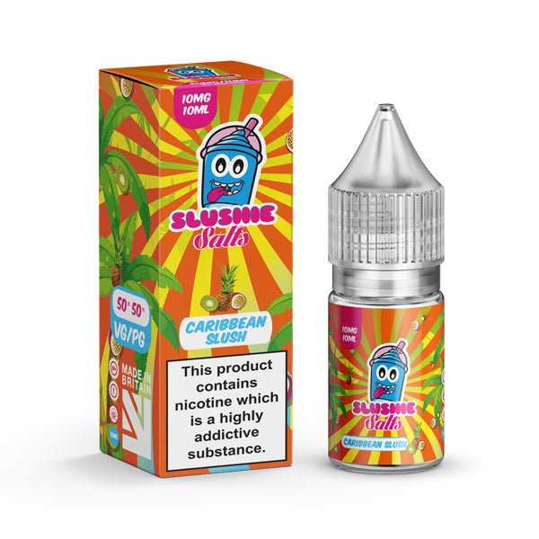 Liqua Vape 10mg Caribbean Slush nicotine salt e-liquid 10ml bottle with colorful tropical packaging