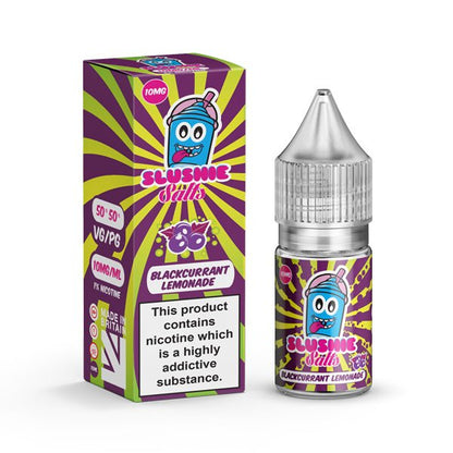 Liqua Vape 10mg Slushie Salts Blackcurrant Lemonade e-liquid 10ml bottle with vibrant purple and green packaging