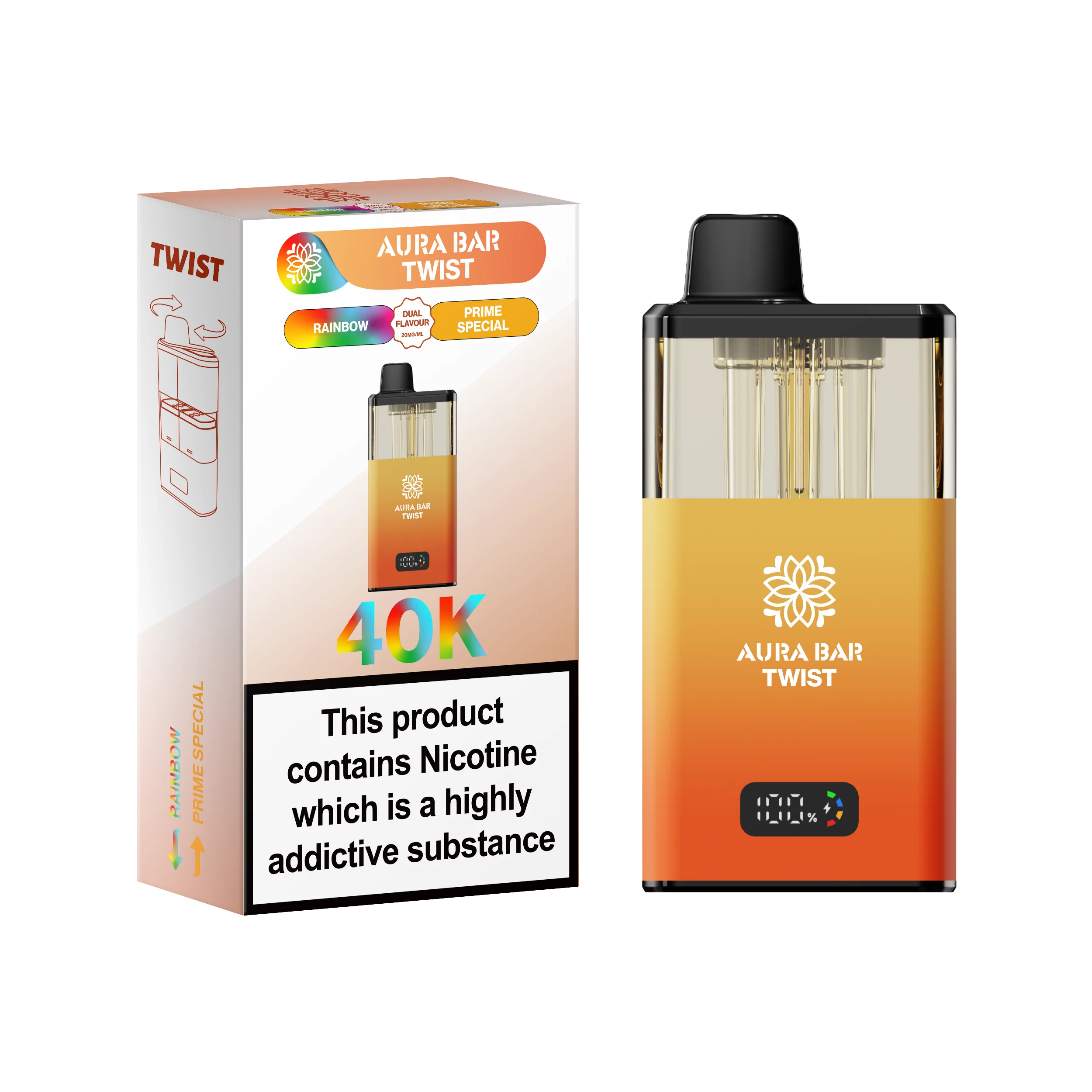 Crystal Prime Aura Bar Series 40k Puffs Prefilled Pod Kit