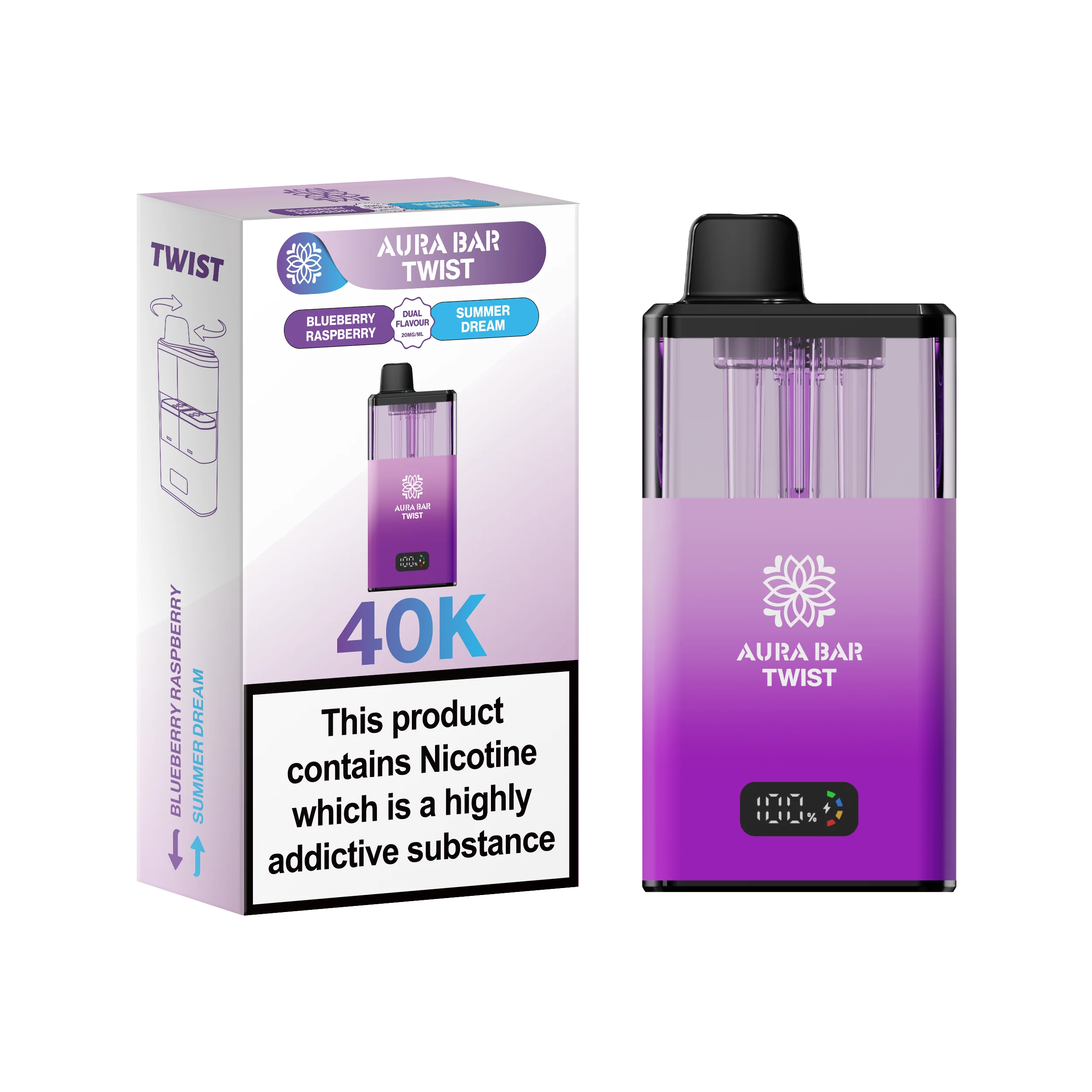 Crystal Prime Aura Bar Series 40k Puffs Prefilled Pod Kit