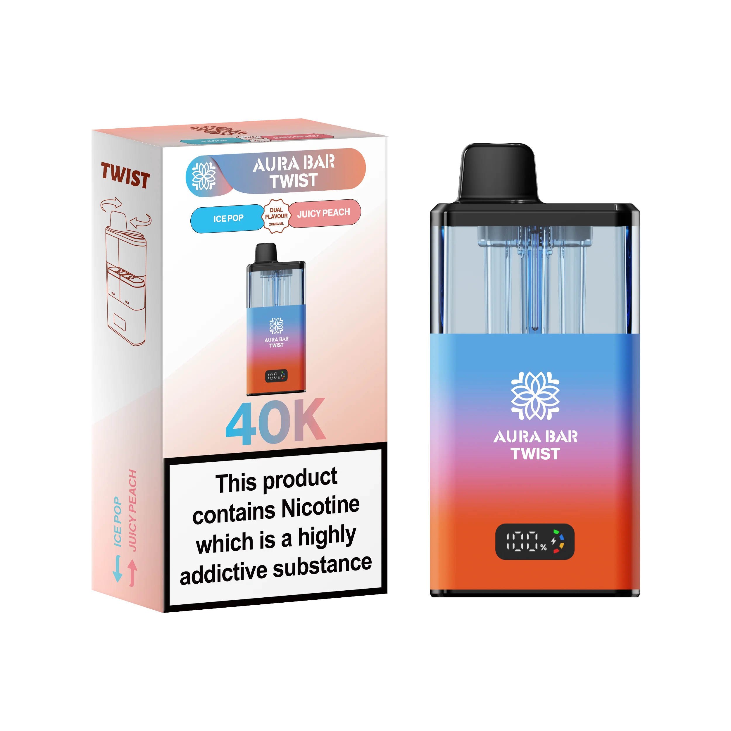 Crystal Prime Aura Bar Series 40k Puffs Prefilled Pod Kit