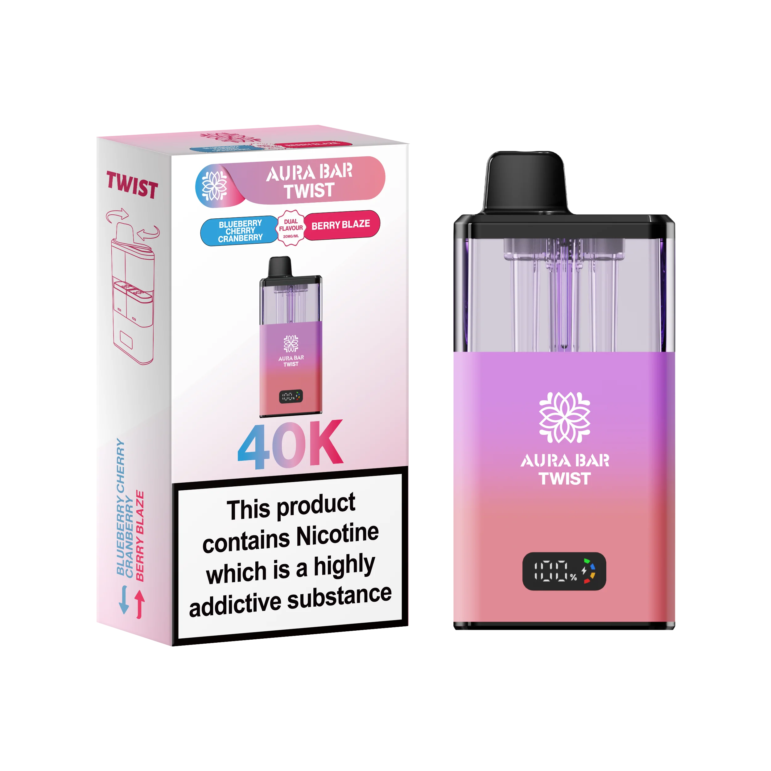 Crystal Prime Aura Bar Series 40k Puffs Prefilled Pod Kit