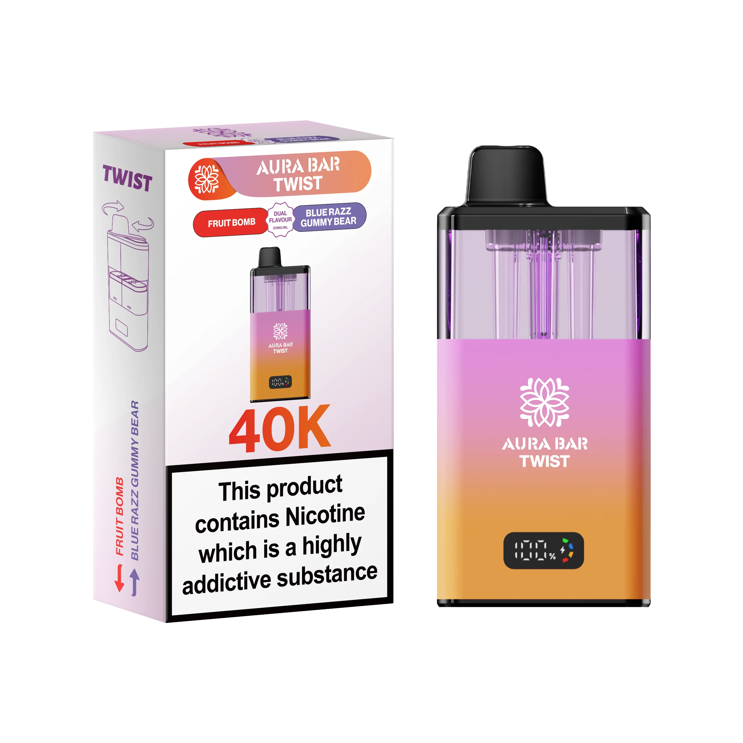 Crystal Prime Aura Bar Series 40k Puffs Prefilled Pod Kit
