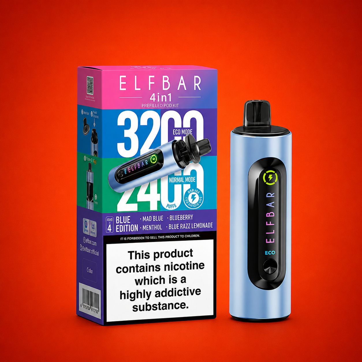 20mg Elf Bar 4 in 1  Pod Vape Kit 3200 Puffs