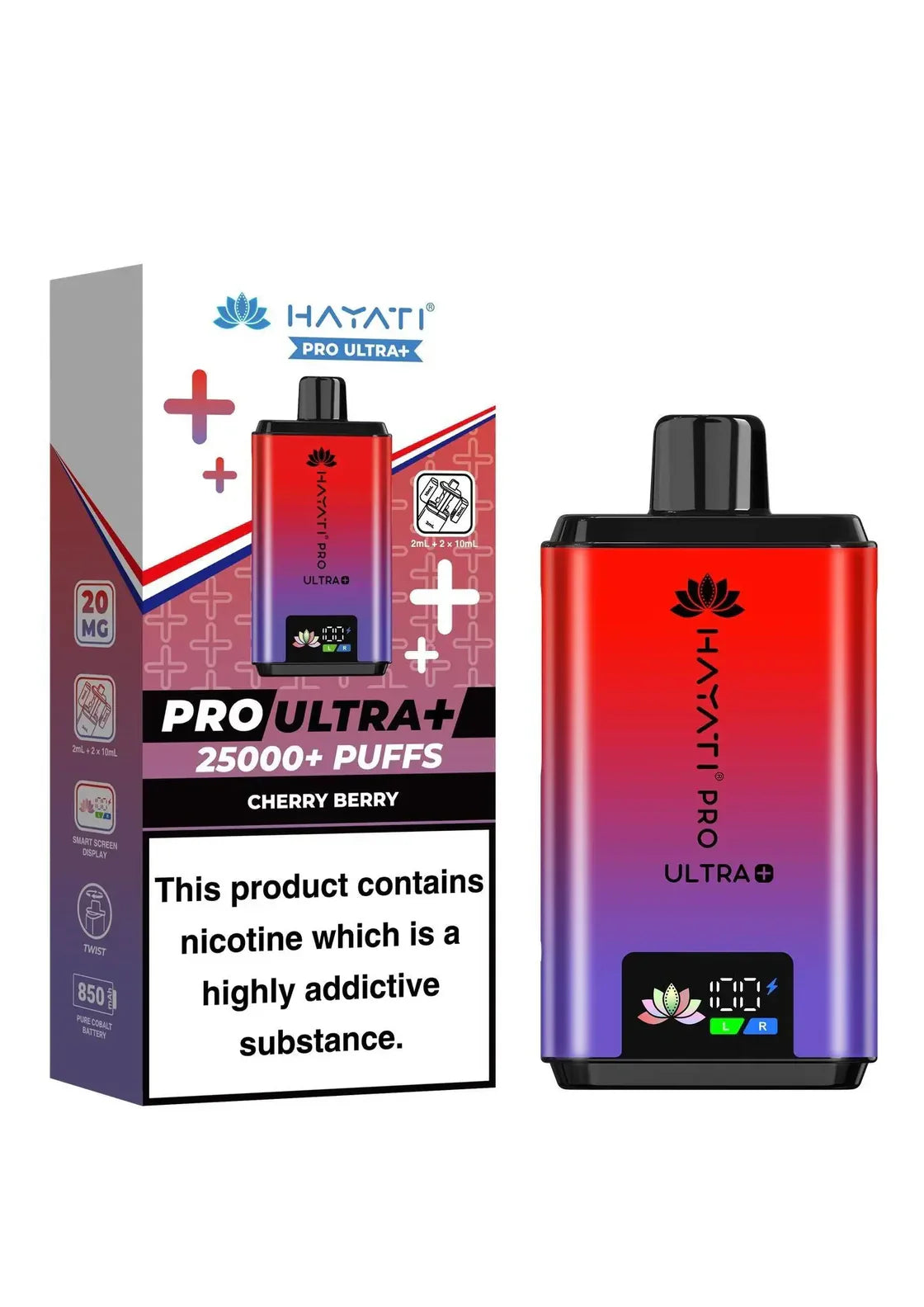 Hayati Pro Ultra Plus 25000 vape kit pack of 5 with duo tank and smart battery display