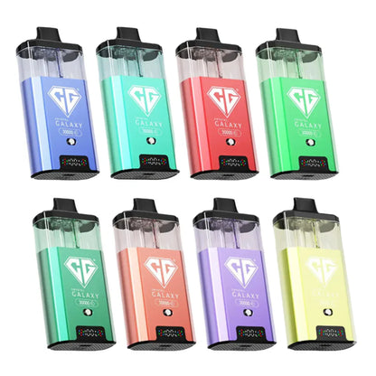 Crystal Galaxy Focus 2 30K Puffs rechargeable prefilled pod vape kit in assorted colors with LED display and dual transparent e-liquid tanks