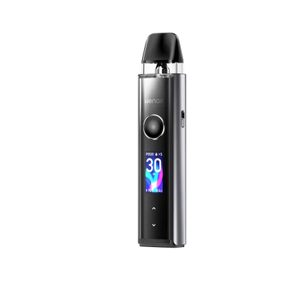 Geekvape Wenax Q Pro vape kit with 1200mAh battery, adjustable 5-30W power, dual pods, and color display screen.