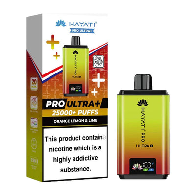 Hayati Pro Ultra Plus 25000 puff vape kit with duo tank and smart battery display pack of 5
