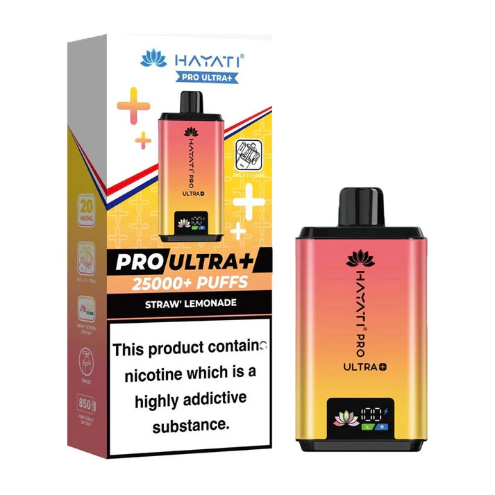 Pack of 5 Hayati Pro Ultra Plus 25000 Vape Kits with dual tanks and smart battery display