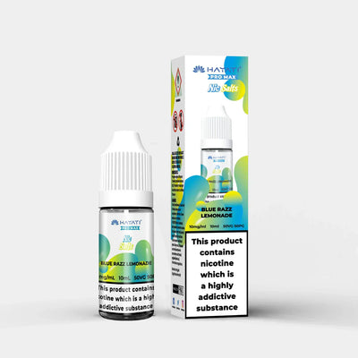 Hayati Nic Salts 10ml Blue Razz Lemonade nicotine salt e-liquid with 50/50 PG VG ratio and 10mg nicotine strength in bottle and packaging