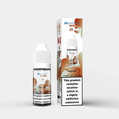 Hayati Nic Salts 10ml Cola Ice e-liquid bottle and box with nicotine warning label