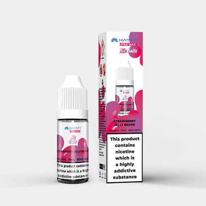 Hayati Nic Salts Strawberry Jelly Beans 10ml nicotine salt e-liquid with 10mg and 20mg strength options in 50:50 PG VG ratio for intense nicotine kick.