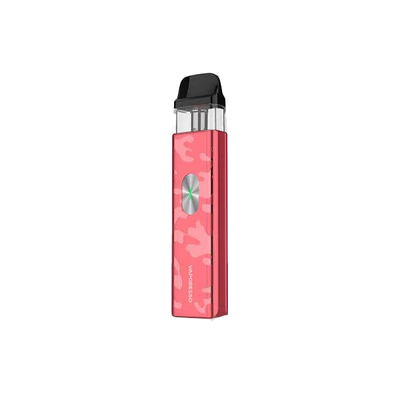 Vaporesso XROS 4 Mini Kit compact red camo vaping device with 1000mAh battery and mesh pod cartridge