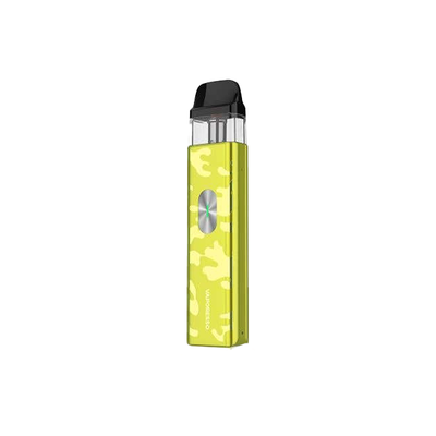 Vaporesso XROS 4 Mini Kit yellow camo portable vaping device with 1000mAh battery and mesh pod cartridge