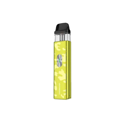Vaporesso XROS 4 Mini Kit yellow camo portable vaping device with 1000mAh battery and mesh pod cartridge