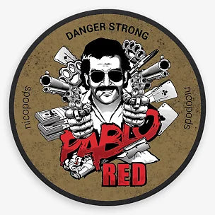 Pablo Snus Nicopods Danger Strong Red flavor logo with intense graphic design and bold text
