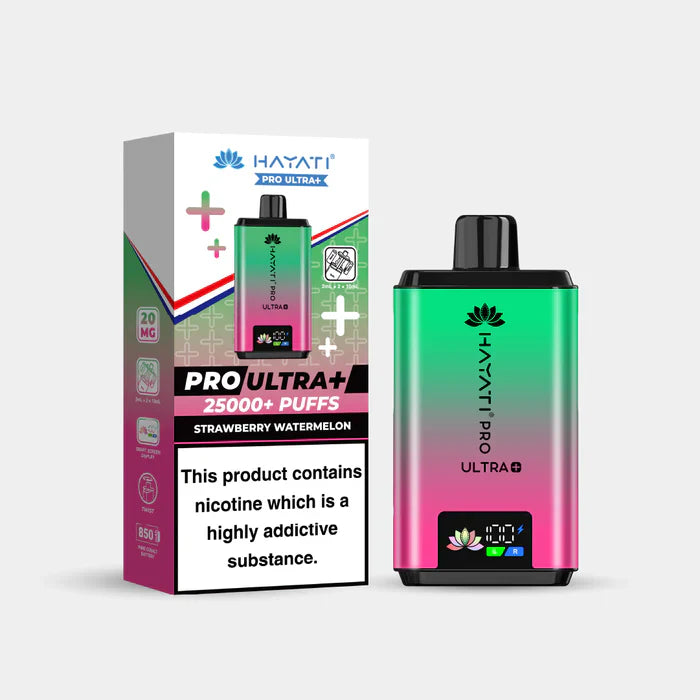 Hayati Pro Ultra Plus 25000 vape kit pack of 5 with duo flavor system and smart battery display