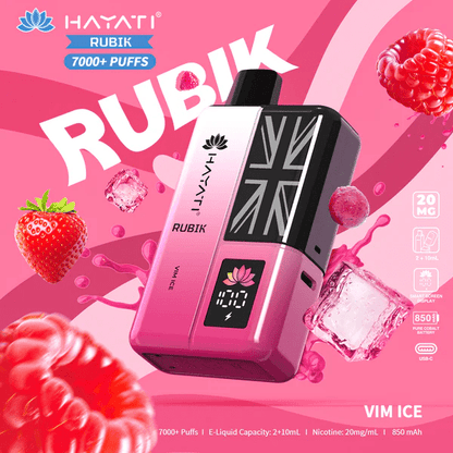 Hayati Pro Ultra+ 7000+ puffs reusable vape kit with single flavor vm ice system and smart battery display
