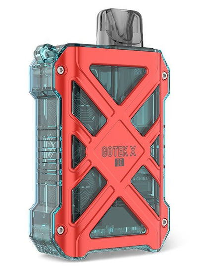 Aspire Gotek X II pod system kit with 800mAh battery and 4.5ml pod capacity, red and transparent design