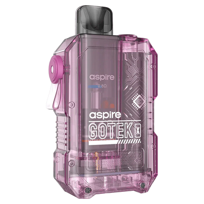 Aspire Gotek X pod kit with 650mAh battery and 2ml refillable pods in transparent purple design