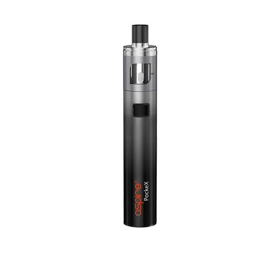 Aspire PockeX Kit Anniversary Edition black compact vape device with 0.6Ω coil and ergonomic design