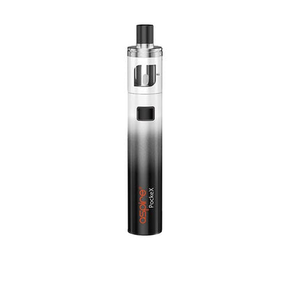 Aspire PockeX Kit Anniversary Edition pocket vape with 0.6Ω coil, 1500mAh battery, and sleek black-to-white gradient design