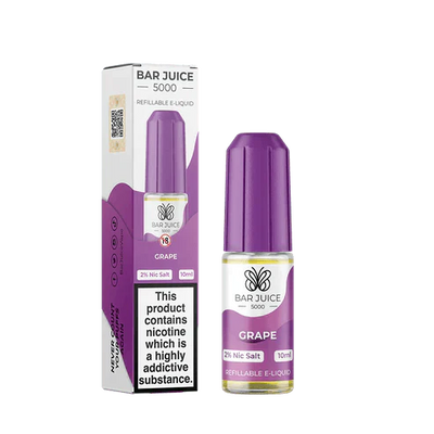 Bar Juice 5000 grape flavor 10ml nic salt e-liquid refillable bottle with packaging pack of 10