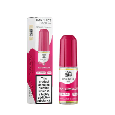 Bar Juice 5000 Watermelon 10ml nic salt e-liquid pack with 2% nicotine, refillable and highly addictive